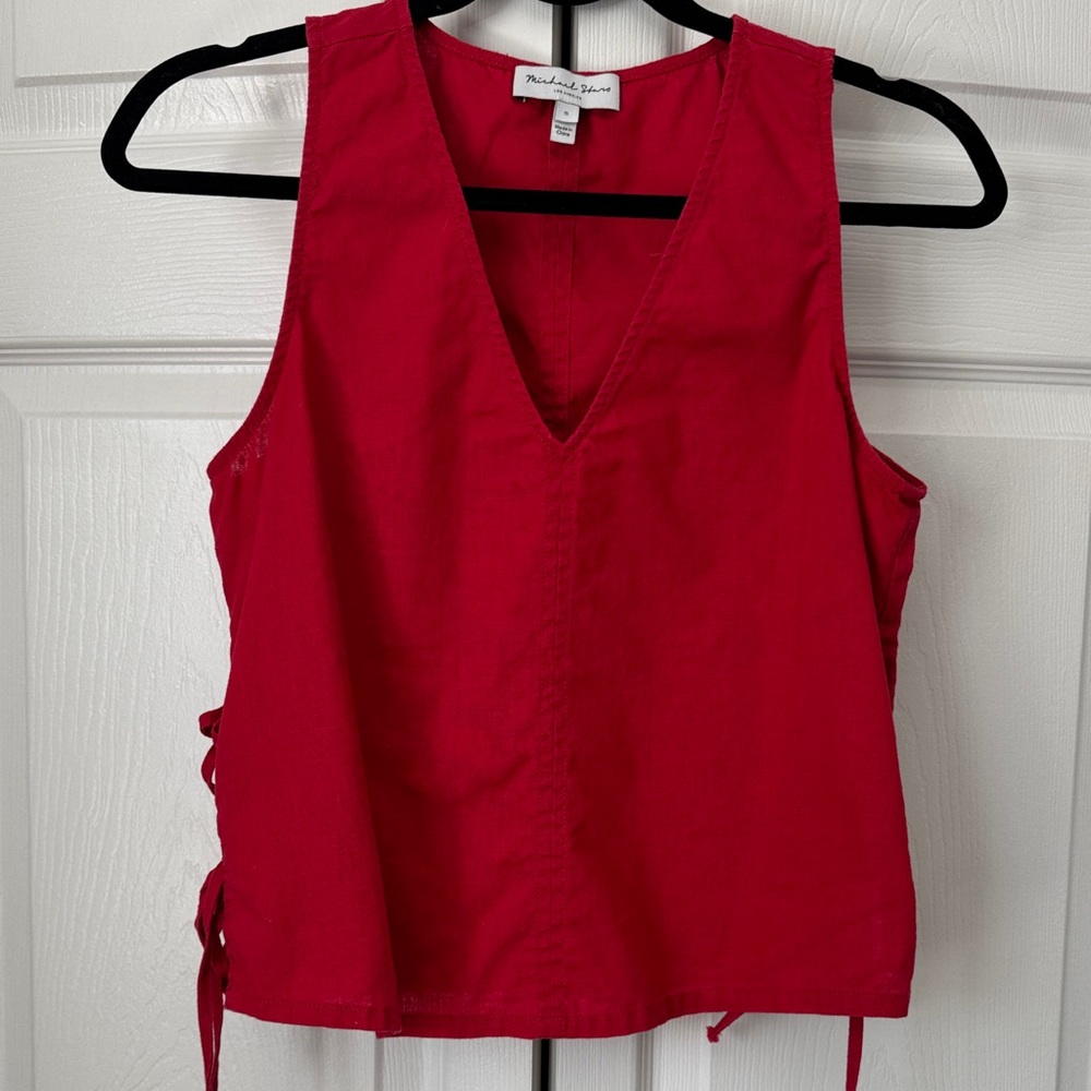 Michael Stars Vivid Red Linen Tank Top